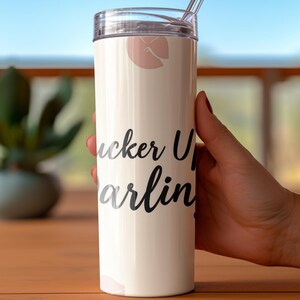 Pucker Up Darling Tumbler, Cute 20oz Tumbler Wrap, Pink and Leopard Print Design, Trendy Drinkware, Gift for Her, Summer Accessory image 4