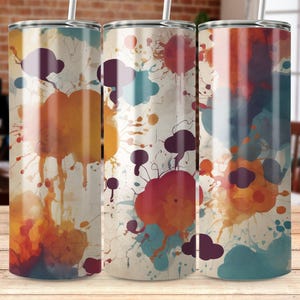 Abstract Color Splash Tumbler Wrap, 20oz Tumbler Design, Artistic Splatter Print, Vibrant Colors Drinkware, Customizable Gift Idea