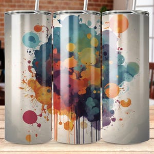Vibrant Splatter Paint 20oz Tumbler Wrap, Colorful Abstract Splatter Tumbler Design, Artistic Watercolor Tumbler, Unique Gift Idea