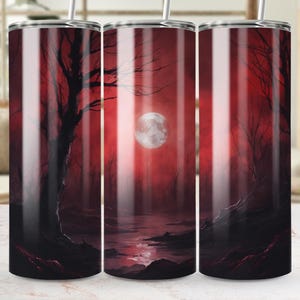 Red Moonlit Forest Digital Tumbler Wrap, 20oz Straight and Tapered ...