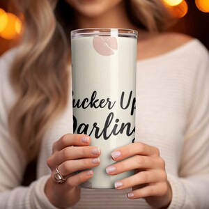 Pucker Up Darling Tumbler, Cute 20oz Tumbler Wrap, Pink and Leopard Print Design, Trendy Drinkware, Gift for Her, Summer Accessory image 2