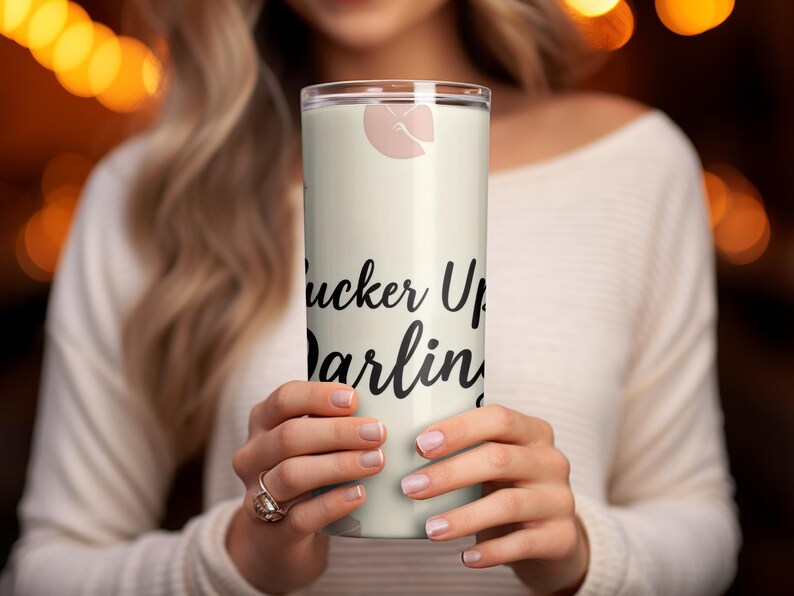 Pucker Up Darling Tumbler, Cute 20oz Tumbler Wrap, Pink and Leopard Print Design, Trendy Drinkware, Gift for Her, Summer Accessory image 2