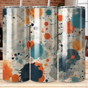 Colorful abstract splatter 20oz tumbler wrap, vibrant splatter design water tumbler wrap, abstract art tumbler, custom gift tumbler wrap