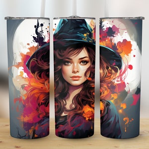 Halloween Witch Skinny Tumbler Wraps, 20oz Digital Art, Sublimation Design, Halloween Themed Tumbler, Witch Craft Tumbler png