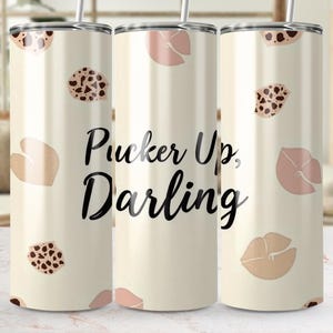 Pucker Up Darling Tumbler, Cute 20oz Tumbler Wrap, Pink and Leopard Print Design, Trendy Drinkware, Gift for Her, Summer Accessory image 3