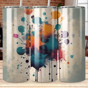 Colorful Abstract Ink Splatter 20oz Tumbler Wrap, Artistic Splash Design Tumbler, Unique Watercolor Tumbler, Vibrant Drinkware Gift