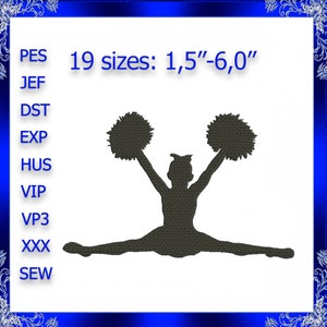 Cheerleader Embroidery Design Cheer Girls Embroidery dance jump girl Embroidery Design Mini Cheerleader Embroidery Design pom pom #118
