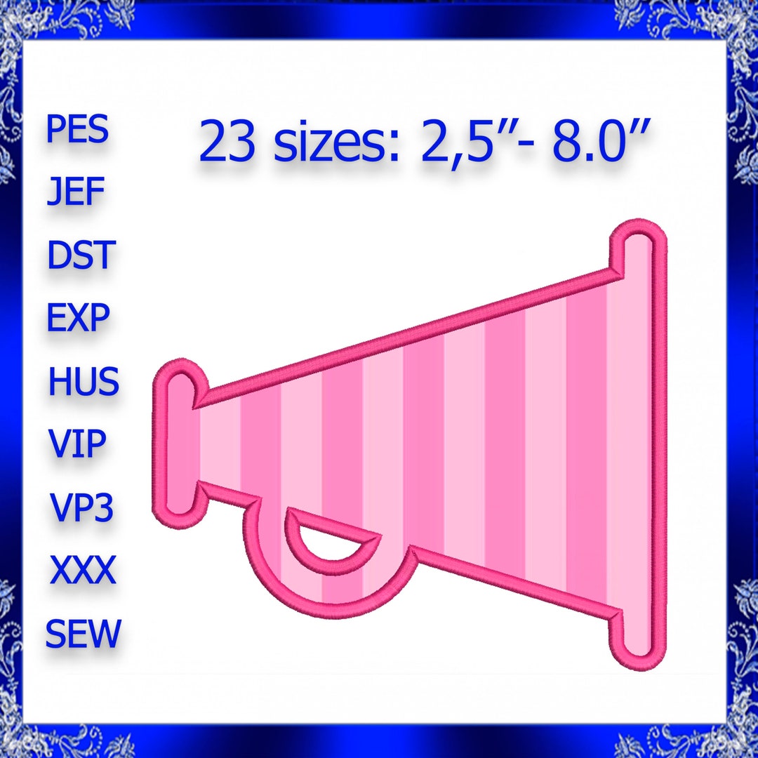 Megaphone Applique Embroidery Design Cheer Leading Megaphone Machine