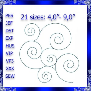 Quilting Swirls Embroidery Design quilting swirls quilting block stipple embroidery stippling Quilting Swirly Machine Embroidery Design #124