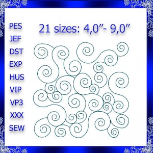 Quilting Swirls Embroidery Design quilting swirls quilting block stipple embroidery stippling Quilting Swirly Machine Embroidery Design #126