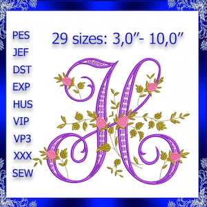 Letra H Monograma Bordado Floral H monograma Fantasia Videira Monograma Bordado floral monograma bordado fantasia letra H Letra maiúscula H 228