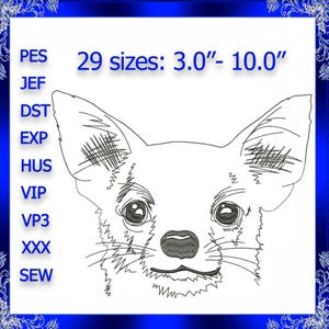 Chihuahua Embroidery design Chihuahua dog machine Embroidery design head dog Embroidery little dog Embroidery Pet embroidery design #536