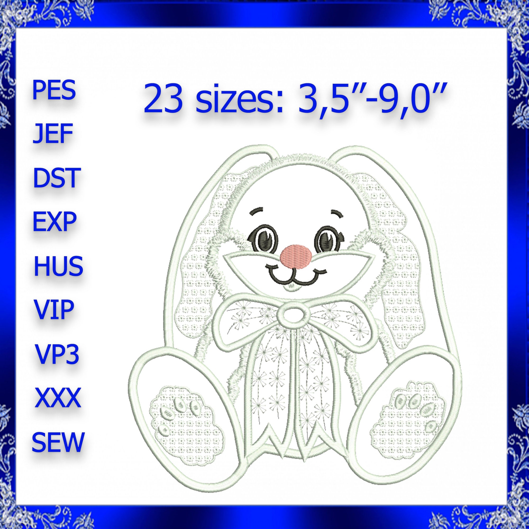 Bunny Applique Machine Embroidery Design Instant Download Easter Bunny ...