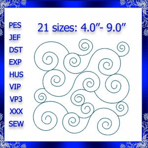 Quilting Swirls Embroidery Design quilting swirls quilting block stipple embroidery stippling Quilting Swirly Machine Embroidery Design #622