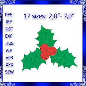 Holly berry machine embroidery design holly Christmas berry embroidery design holiday embroidery design holly leaves small embroidery #71