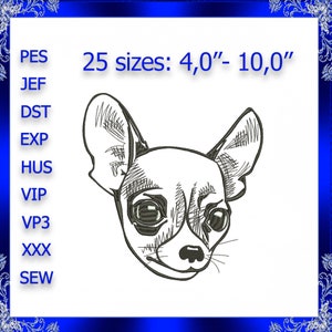 Chihuahua machine Embroidery design Chihuahua dog Embroidery design head dog Embroidery little dog Embroidery Pet Yorkie dogie  #147