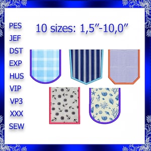 Real Pocket Applique Embroidery Design not faux pockets T-Shirt Pocket Set of 5 Pocket Applique Machine Embroidery design