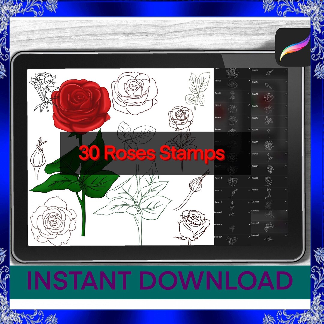 Roses Brushes Procreate Stamps Procreate Brushes Digital Tools iPad ...