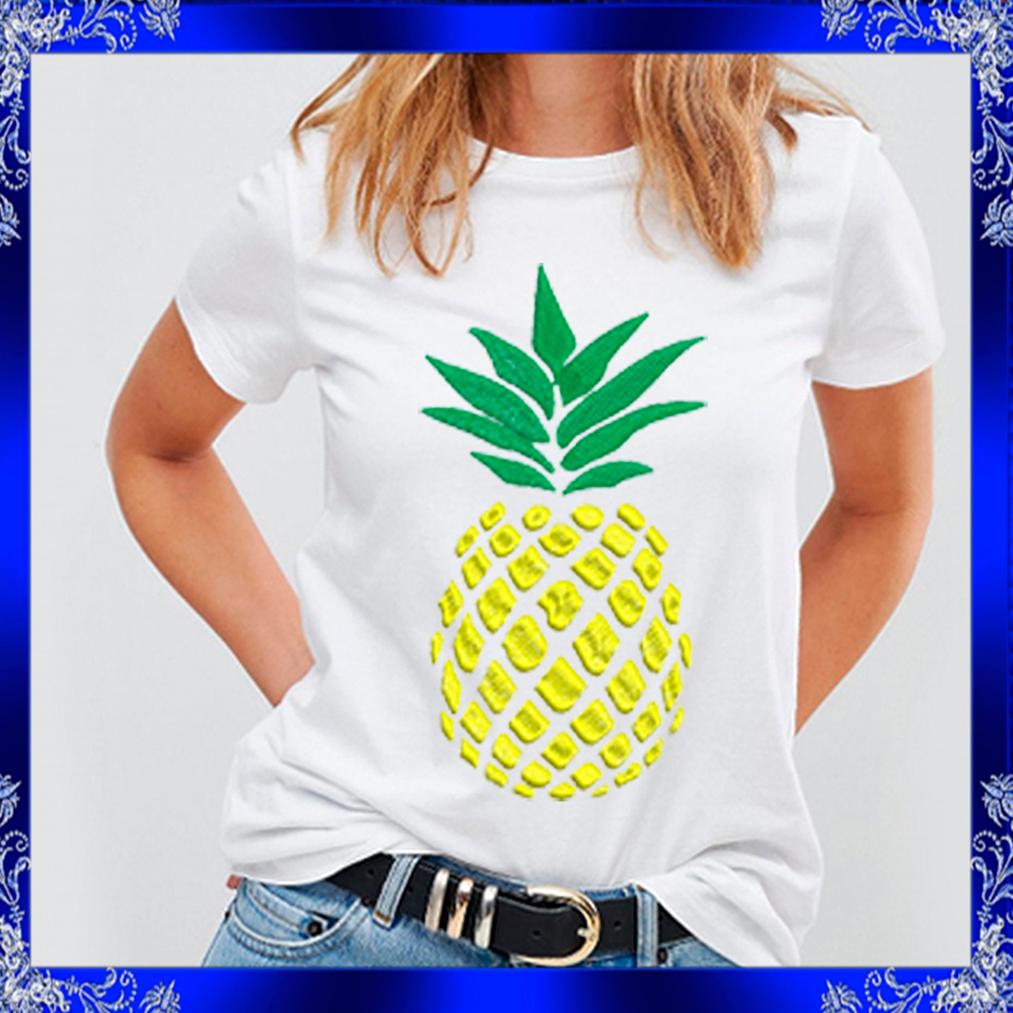 Pineapple Embroidery Look T-Shirt - Cute, Cool and Awesome