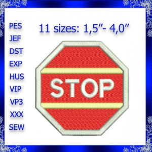 Stop Sign Embroidery Design Instant Download stop machine Embroidery Design stop full stitch embroidery design sign stop embroidery #443
