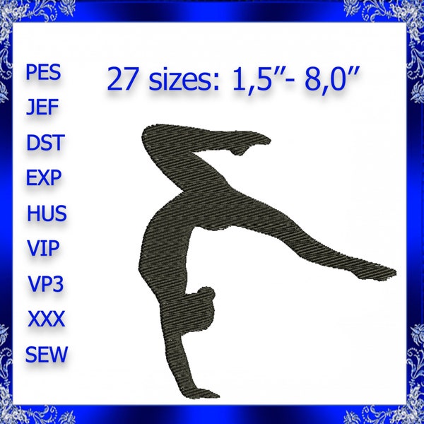 Gymnast Embroidery design Gymnastic Embroidery Gymnastics Silhouette Embroidery Sport Embroidery Design Instant Download gymnast splits #199