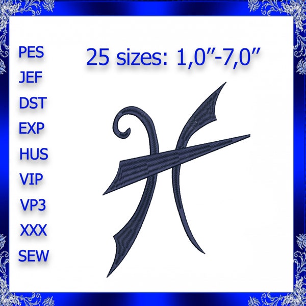 Zodiac Pisces  Embroidery Design Pisces astrology machine Embroidery Pisces Zodiac Embroidery Design Fishy Symbol Astrology Horoscope #115