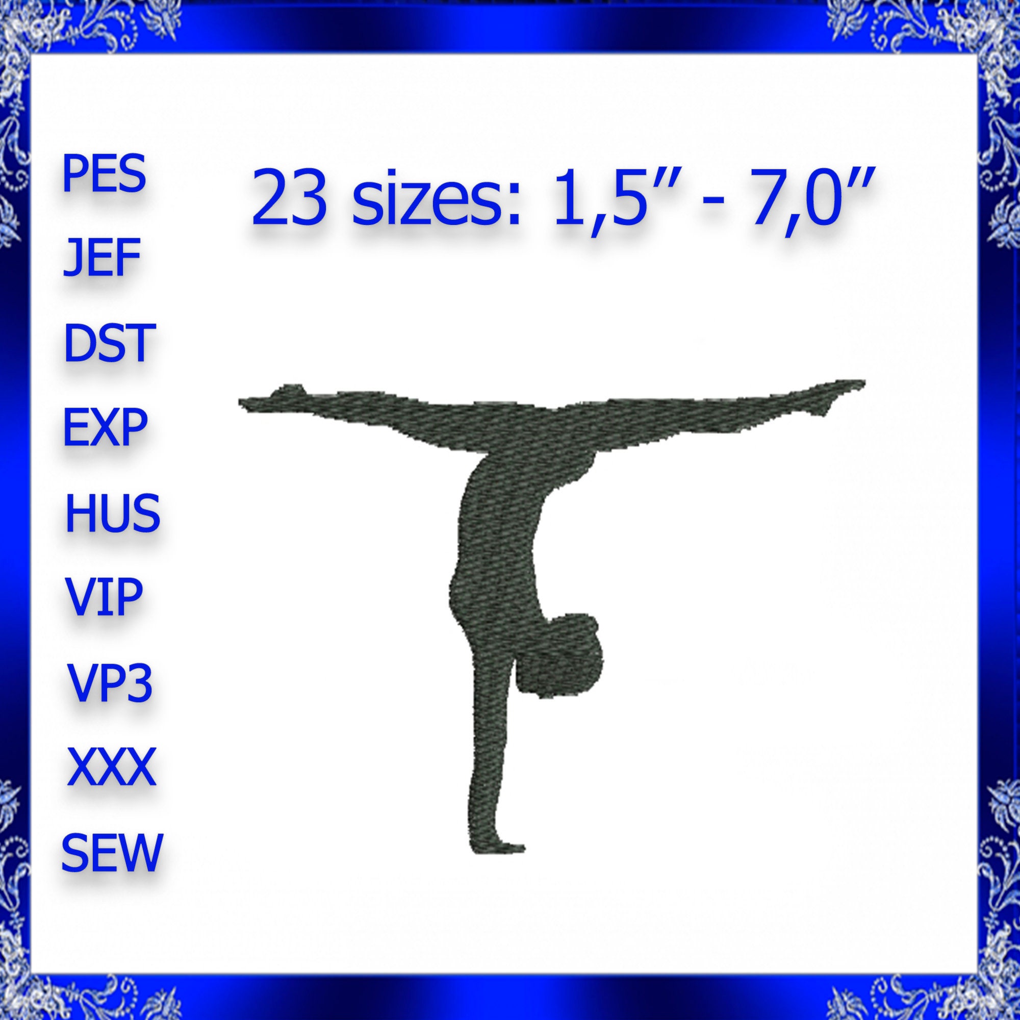 Gymnast Embroidery Design Gymnastic Embroidery Gymnastics Silhouette