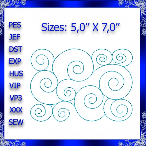 5x7 Quilting Swirls Embroidery Design Quilting Swirly Machine Embroidery Design quilting swirls quilting block stipple rectangular 5x7 #19