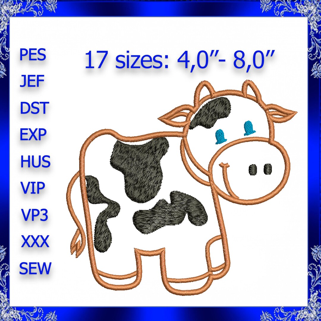 Small Cow Designs Little Cow Machine Applique Embroidery Design Dairy Cow Applique ...