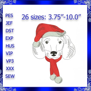 Dachshund Santa embroidery design Christmas Dachshund machine embroidery design Christmas Dog Pug embroidery Pet Embroider #72