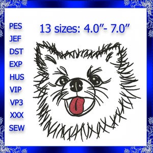 Pomeranian machine Embroidery Pet Embroidery design doggie Embroidery little dog embroidery design pet dog Pomeranian dog embroidery #524
