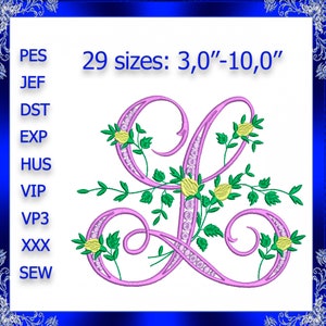 Letra L Monograma Bordado Floral L Monograma Elegante Bordado Floral Monograma Bordado Letra L Elegante Letra L mayúscula 246