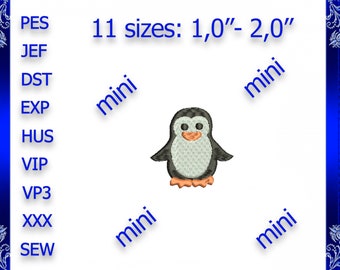 Mini Penguin Embroidery Design tiny Penguin machine Embroidery Design Happy Little Penguin Embroidery Design Penguin Animals Embroidery #112