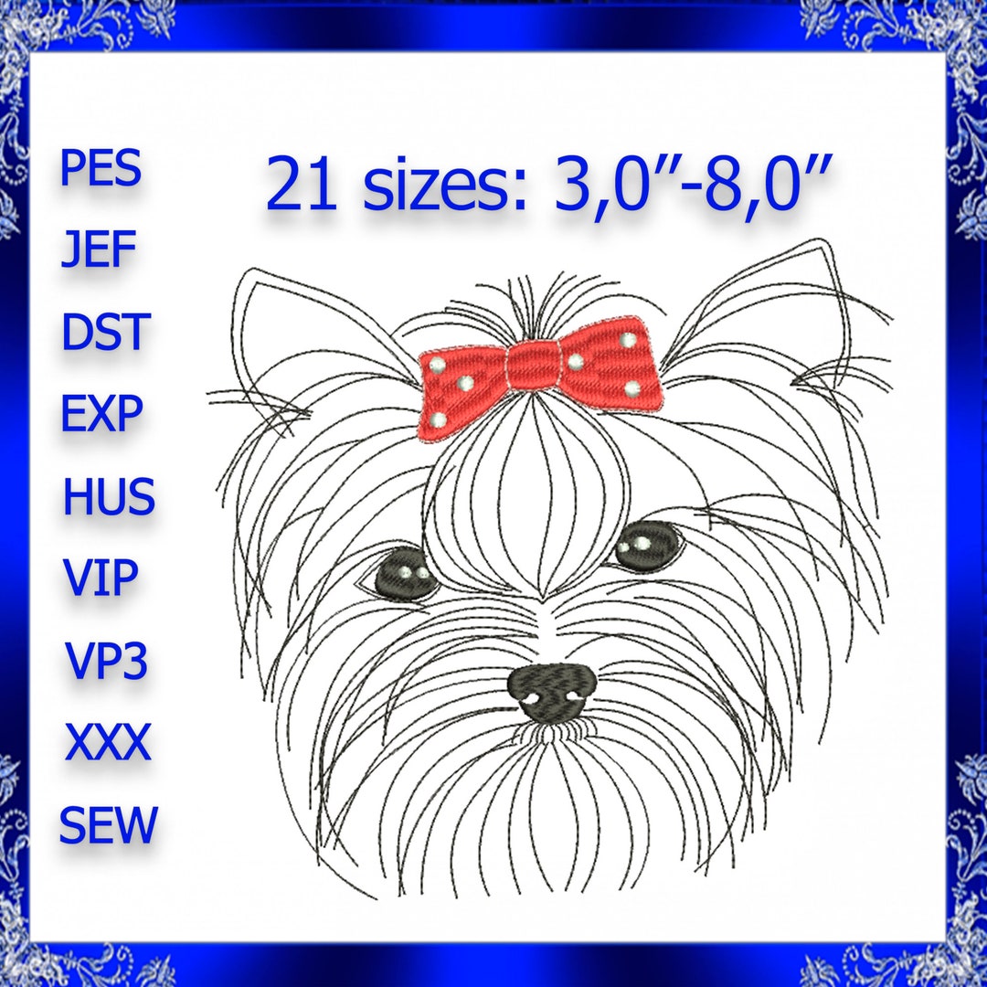 Little Dog Machine Embroidery Design Instant Download Yorkshire Terrier ...