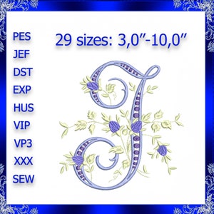 Letter J Monogram Embroidery Floral J monogram Fancy Vine Monogram Embroidery floral monogram embroidery fancy letter J Capital letter J 247