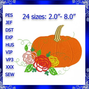 Floral Pumpkin embroidery design Thankful Pumpkin Fall Embroidery Autumn Embroidery Thanksgiving Flower Pumpkin machine embroidery #515
