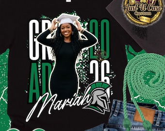 Camiseta personalizada con foto de graduación, camiseta de graduación de la promoción de 2026, camiseta con nombre personalizado