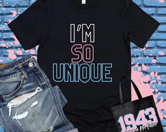 Camiseta "Soy tan única" / Camiseta de la hermandad Gamma Phi Delta / Camiseta con gráfico "Vida griega" / Camiseta negra / Bolso GPHID / 1943