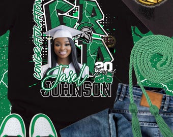 Camiseta personalizada con foto de graduación, camiseta de graduación de la promoción de 2026, camiseta con nombre personalizado