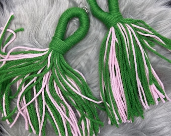 Pendientes de borlas de hermandad personalizados: joyería con letras griegas
