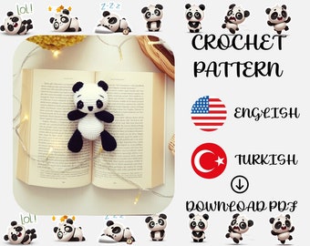 Panda english pattern, crochet pattern, knitting panda, amigurumi panda, panda knitting with crochet