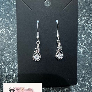 Silver Alloy Gemstone Dangle Earrings
