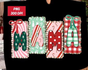 Coquette Mama Christmas Png,Preppy Bow Plaid Retro Christmas Tree Png, Holiday Hand Drawn Whimsical Frame,December Gingham Candy Cane Doodle