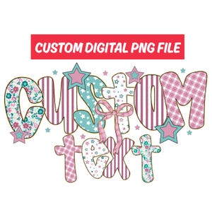 Custom Preppy Floral Alpha PNG, Coquette Preppy Mama Png, Grandma Sublimation PNG Download, Pastel Digital Boho Vintage Hydrangea Stripes