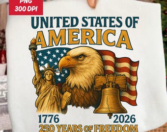 アメリカ建国250周年記念 PNG画像、愛国的な鷲、自由の女神像（デジタルダウンロード）