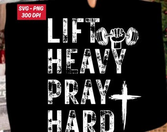 Lift Heavy Pray Hard Christian Svg Png, Christ Gym Buddy Mom Lover Gift,  Trending Faith Quote Design Sublimation,Retro Jesus Inspirational