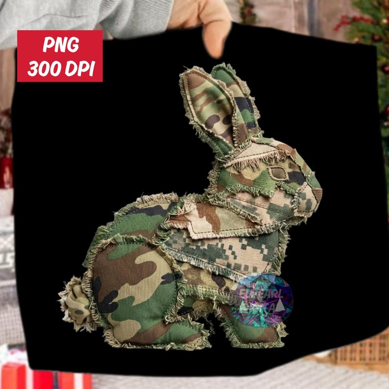 Camouflage Rabbit Faux Patchwork Camouflage Bunny PNG, Camo Easter Bunny Animal Print ...