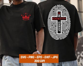 Christian Identity Svg Png Eps Dxf Jpg, Thumbprint Cross Design Instant Digital Download,Bible Verse Hoodie Png,Love God Png,Faith Jesus Png