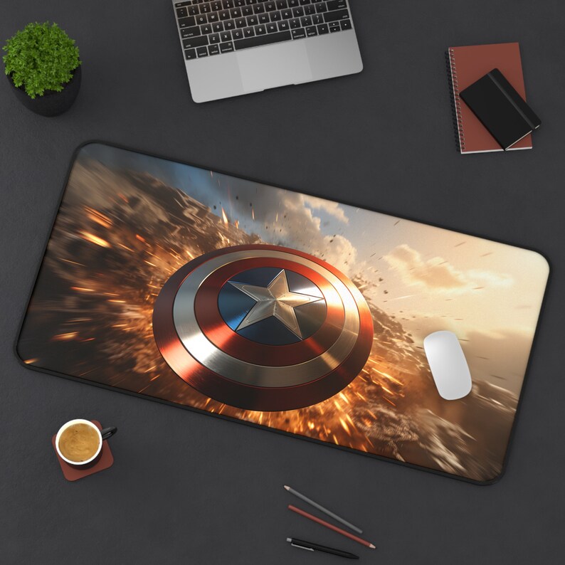 Captain America Realistic Desk Pad Superhero Mouse Pad Etsy