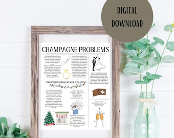 Champagne Problems Wall Art | Evermore | Taylor Swift Inspired | Lyrics | Digital Download